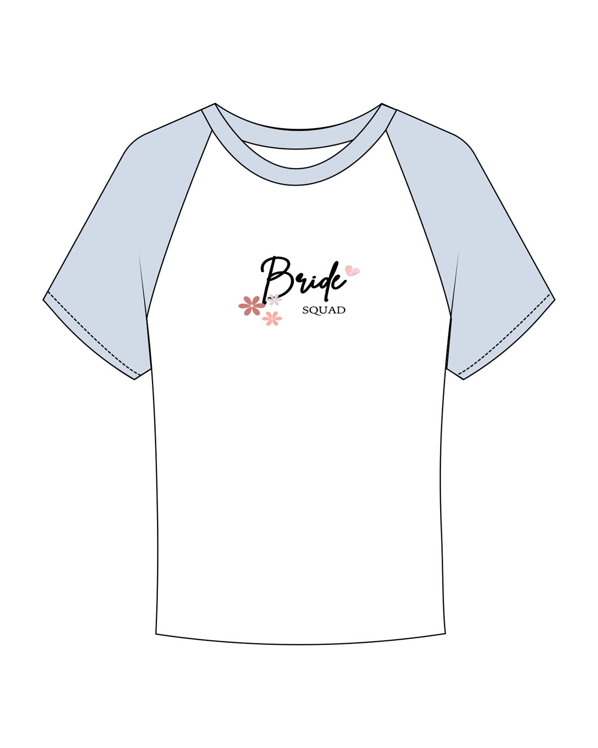 The Micro Rib Baby Tee - White / Baby Blue - Bride Squad - Center Chest - "Squad" - Printed - Full Color