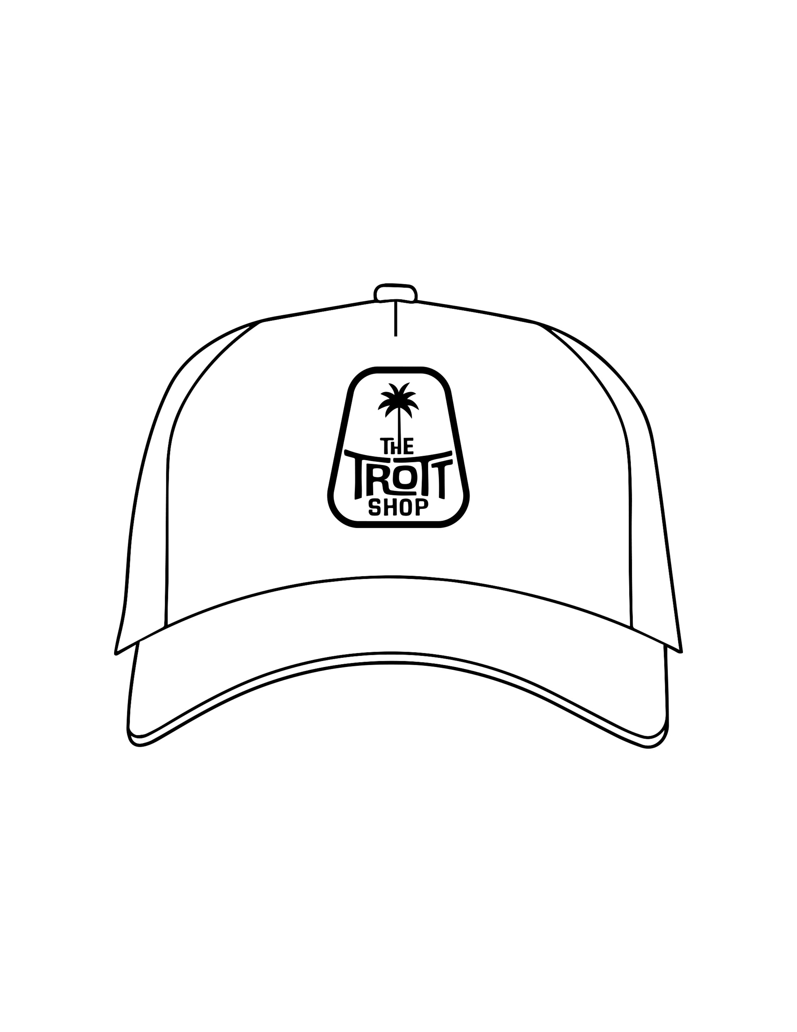 The Trucker Hat - White - Trottie Golf - Center Crown - Embroidered - Black