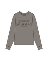 The Womens Heavyweight Long Sleeve - Washed Gray - New Mom School - Center Chest Stacked - Printed - Tone on Tone