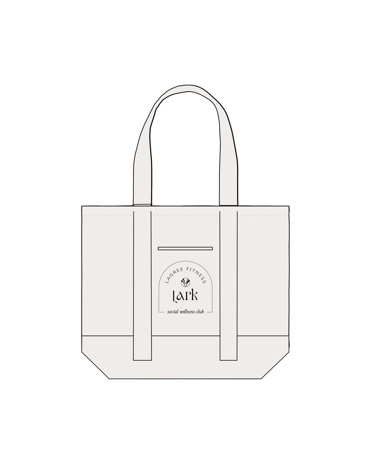 The Contrast Tote Bag - Natural / Natural - Pure Movement LARK - Center - Printed - Black