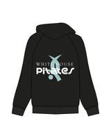 The Womens Hoodie - Black - White House - Left Chest & Right Sleeve - Back Stacked - Printed - Full Color