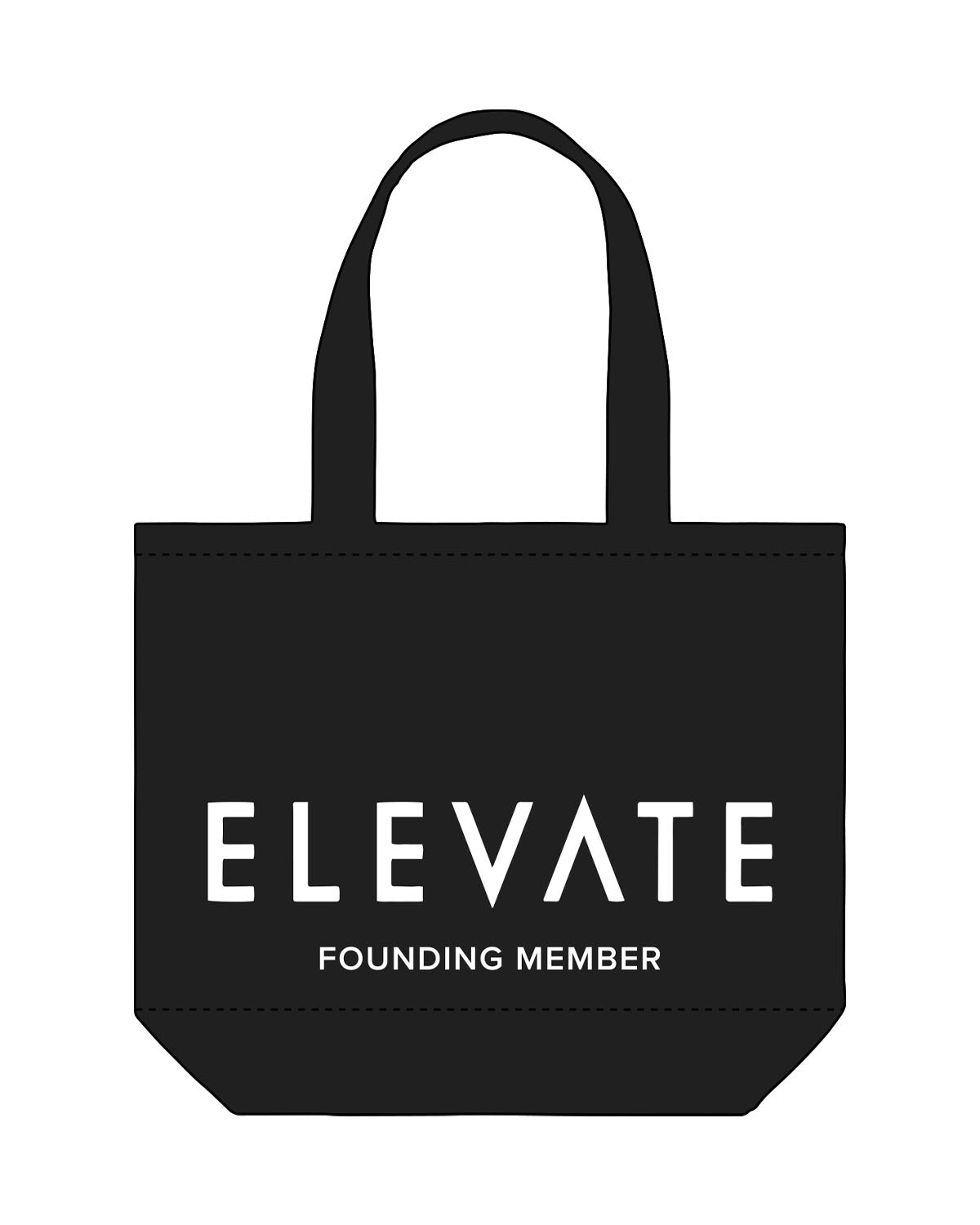 The Tote Bag - Black - Elevate - Center - Founding Member - White