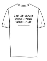 The Womens Tee - White - Neatly - Center Chest & Back Center Stacked "ASK" - Black
