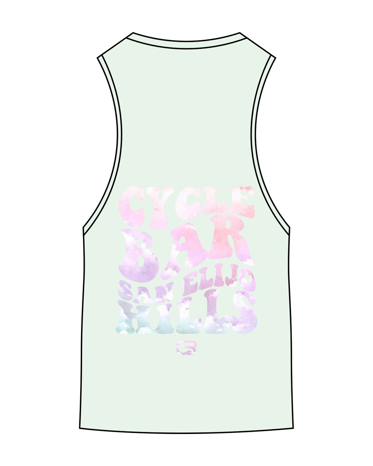 The Scoop Muscle Tank - Mint - Cyclebar - Left Chest Icon & Back Stacked - Printed - Full Color