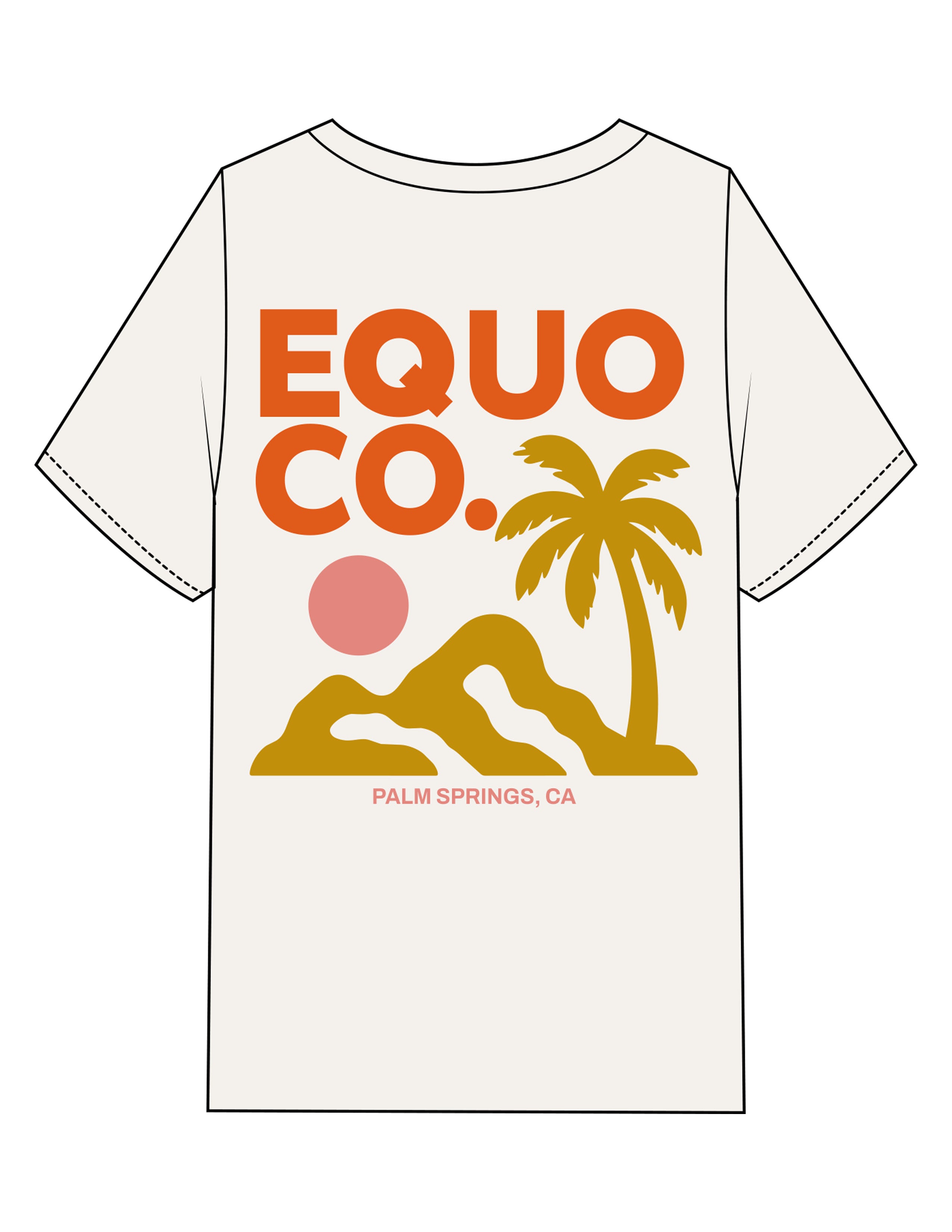 The Womens Heavyweight Tee - Off White - Equo - Left Chest Stacked & Back Stacked Image - Printed - Full Color