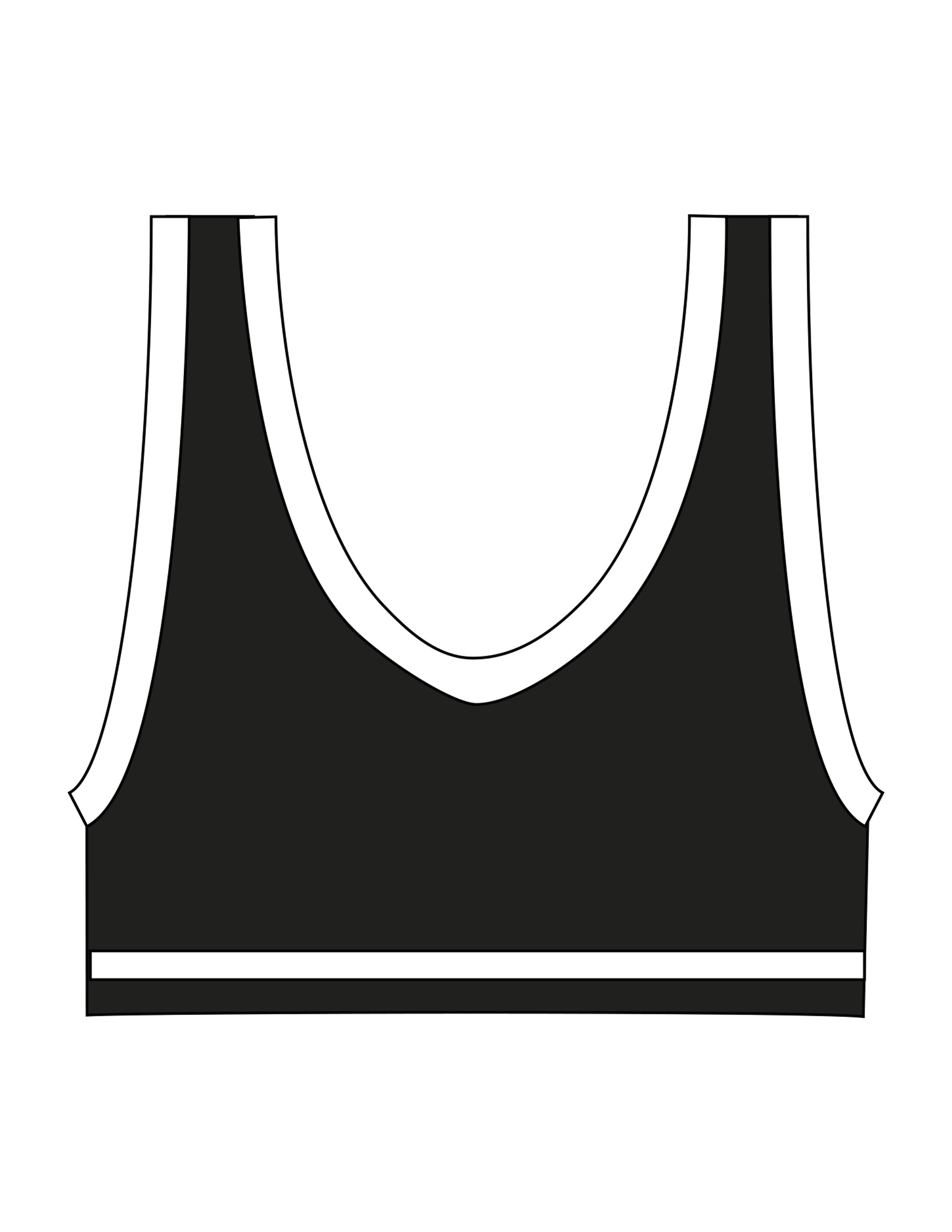 The Piped Bra - Black - Movement Pilates Buffalo - Center Chest - Printed - White