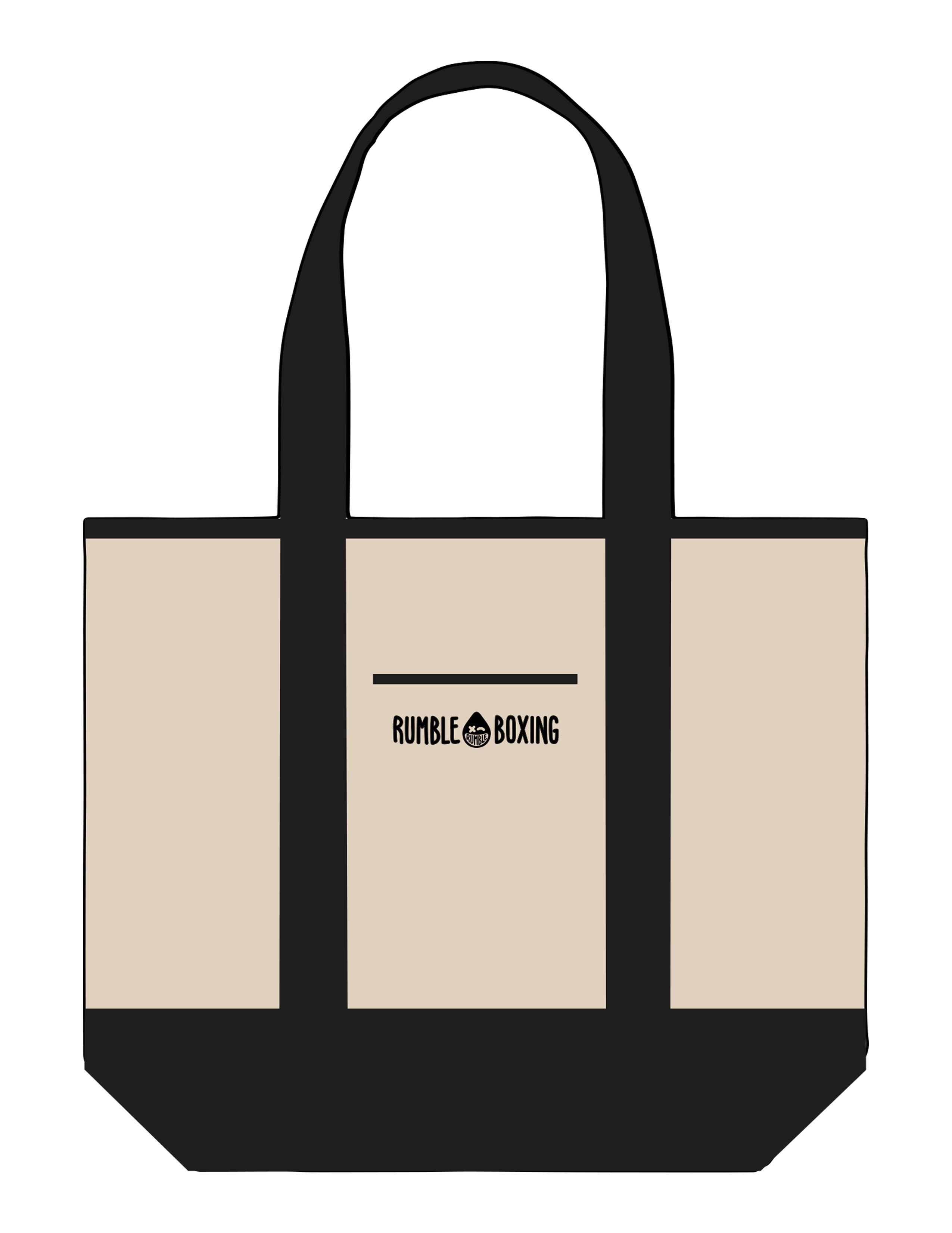 The Contrast Tote Bag - Natural / Black - Rumble - Center Body - EMB - Black