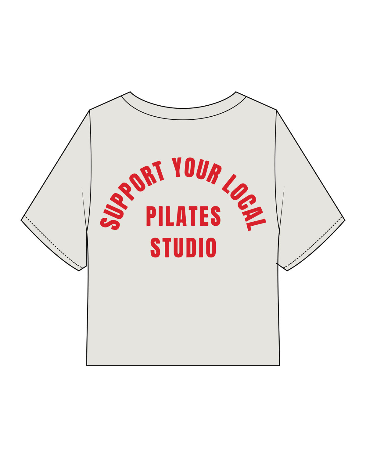 The Heavyweight Crop Tee - Washed Bone - PHS - Center Chest & Back Stacked - Printed - Red