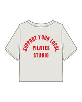 The Heavyweight Crop Tee - Washed Bone - PHS - Center Chest & Back Stacked - Printed - Red