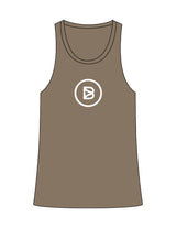 The Womens Full Length Tank - Olive - Bond Fitness - Center Chest Round - Printed - White