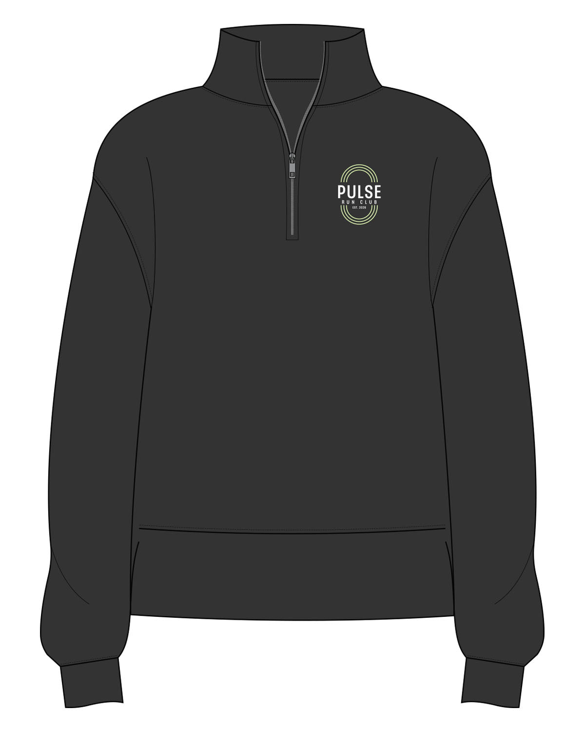 The Womens 1/4 Zip - Washed Black - Pulse 712 - Left Chest - Printed - Full Color