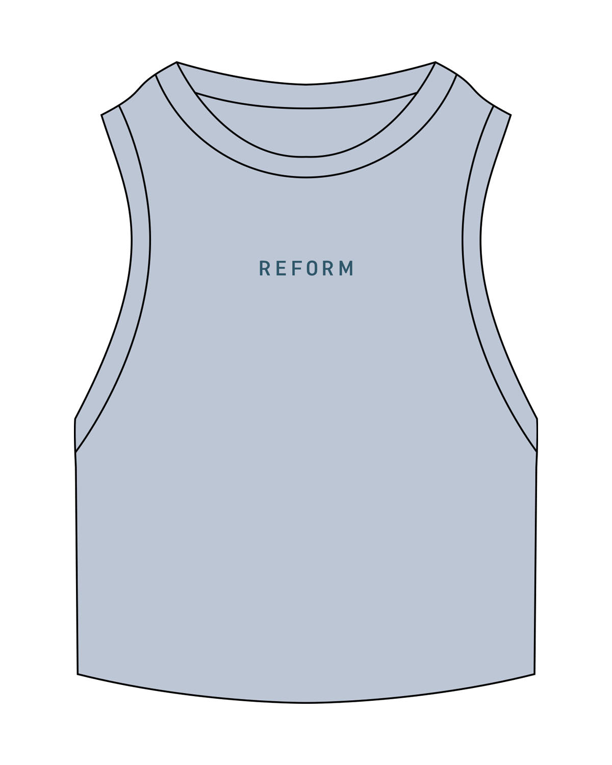 The Ribbed Crop Tank - Powder - Reform Fitness - Center Chest - Embroidered - Dark Teal