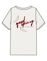 The Mens Heavyweight Tee - Washed Off White - Ritual Body - Center Chest & Back Stacked - Printed - Maroon