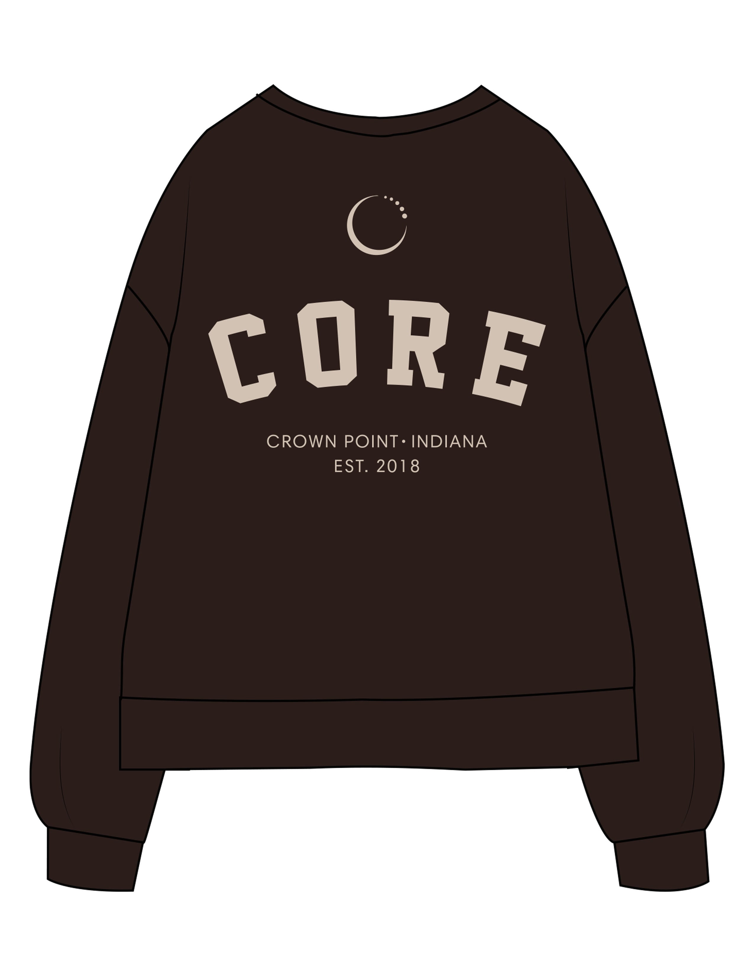 The Recycled Unisex Crewneck - Brown - Core Crown Point - Left Chest & Back Stacked - Printed - Light Brown