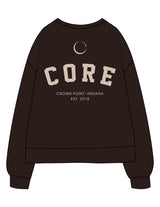 The Recycled Unisex Crewneck - Brown - Core Crown Point - Left Chest & Back Stacked - Printed - Light Brown