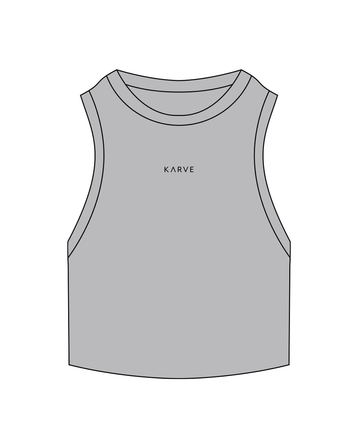 The Ribbed Crop Tank - Storm - Karve - Center Chest - Embroidered - Black