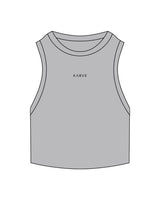 The Ribbed Crop Tank - Storm - Karve - Center Chest - Embroidered - Black