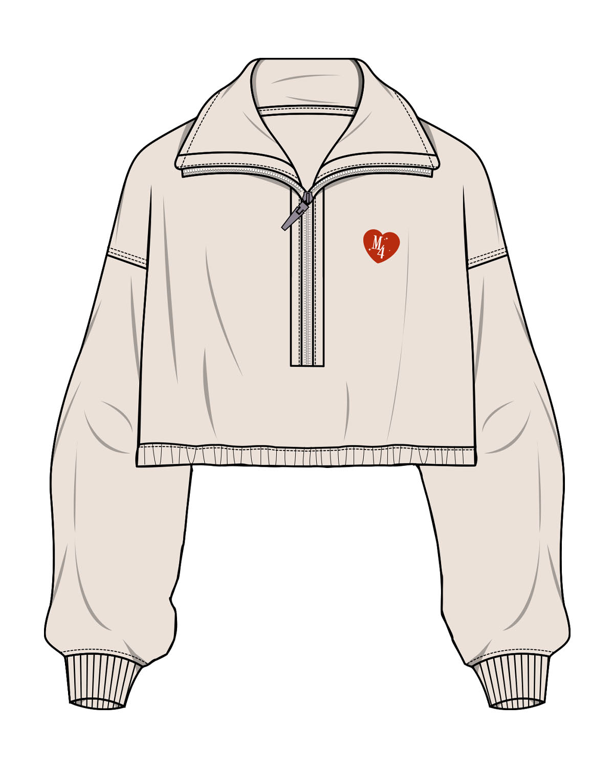 The Suede 1/2 Zip - Latte - M4Lagree - Left Chest Logo - Embroidered - Full Color