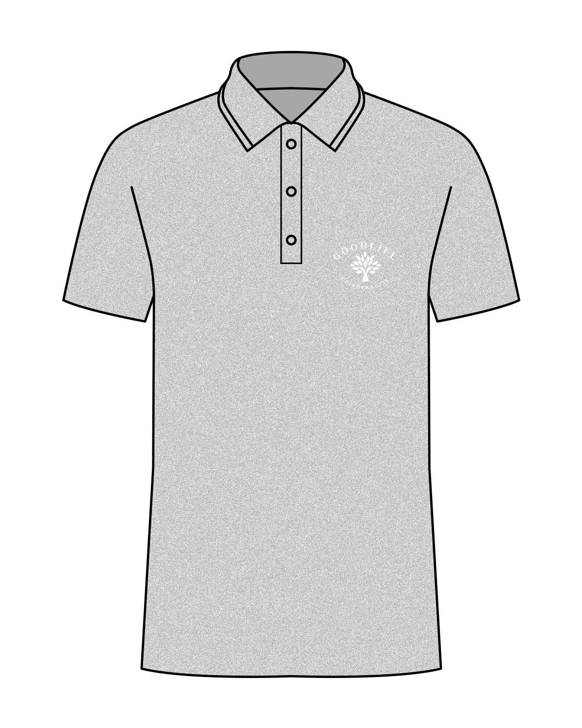 The Mens Polo - Heather - Goodlife Chiropractic - Left Chest - Embroidered - White
