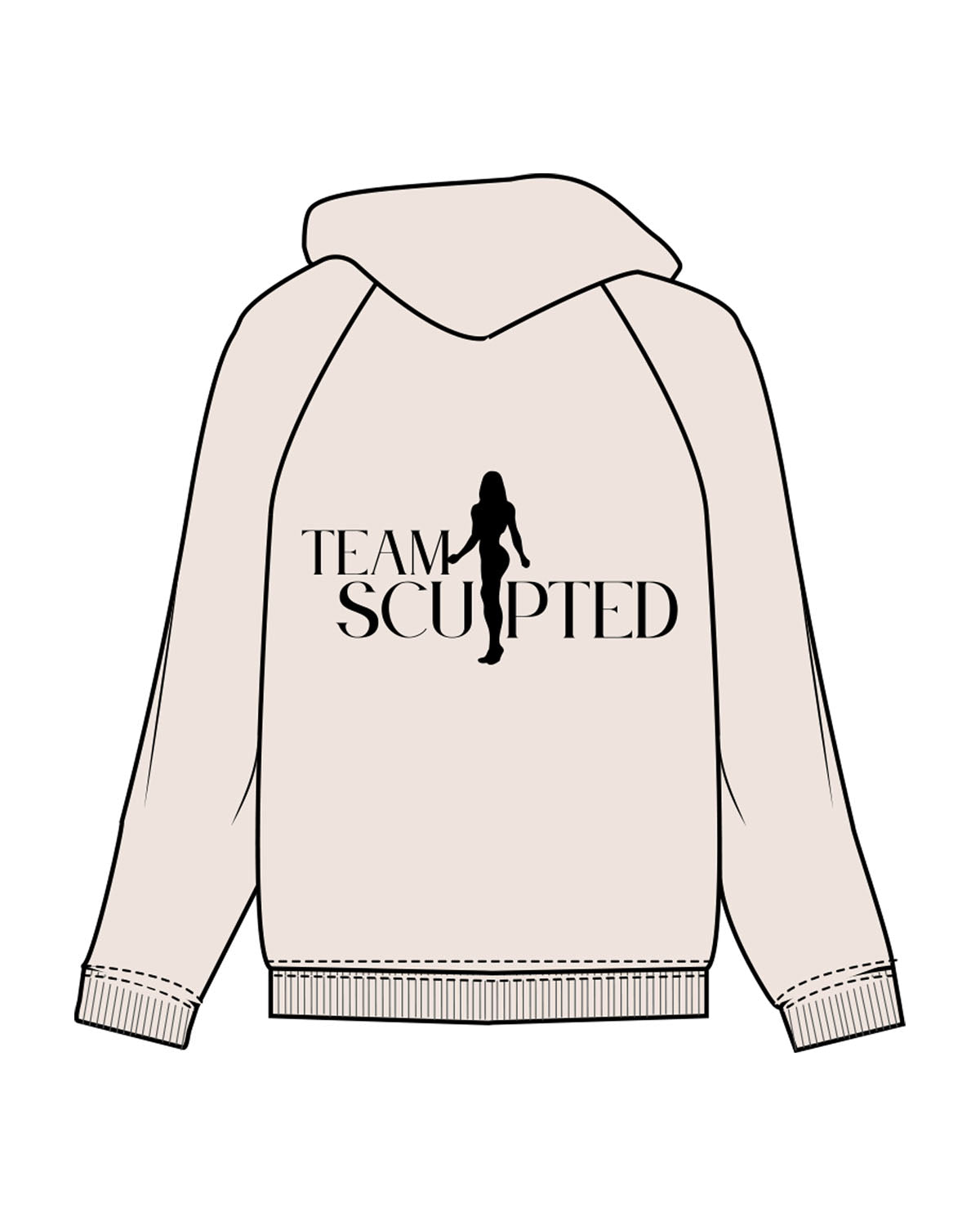 The Recycled Unisex Zip Hoodie - Polar - Team Sculpted - Left Chest & Center Back Logo - Printed - Black