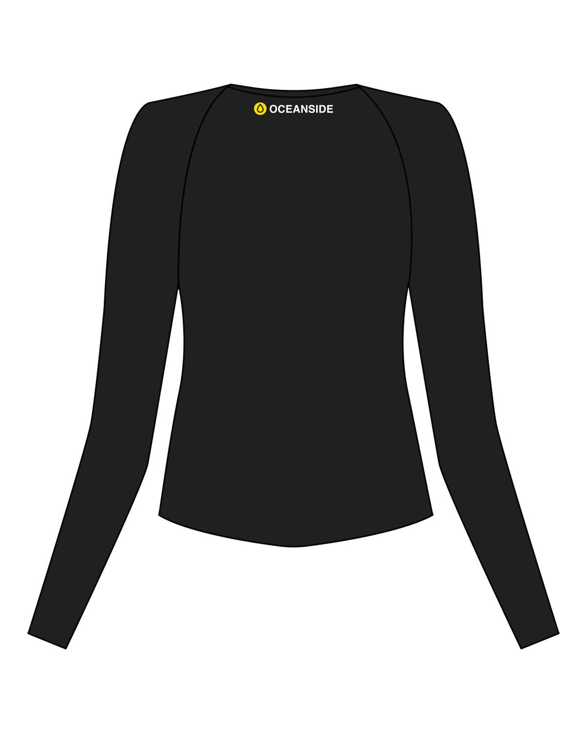 The Womens Sporty Long Sleeve - Black - SWEATDREAMS - Center Chest & Back Neckline "OCEANSIDE" - Printed - White