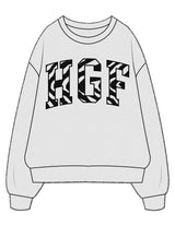 The Mens Crewneck - White Heather - Higher Ground - Center Chest "ZEBRA" - Printed - Full Color