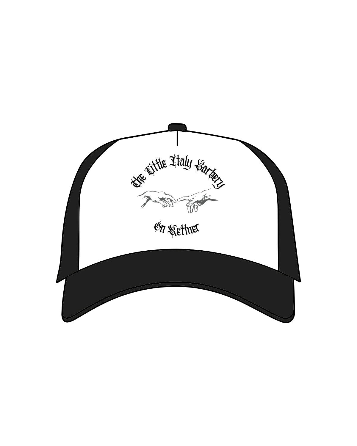 The Foam Trucker - White / Black - Little Italy Barbery - Center Stacked - Full Color