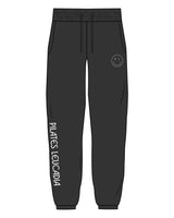 The Womens Classic Sweatpants - Washed Black - Pilates Leucadia - Right Leg & Left Pocket - White