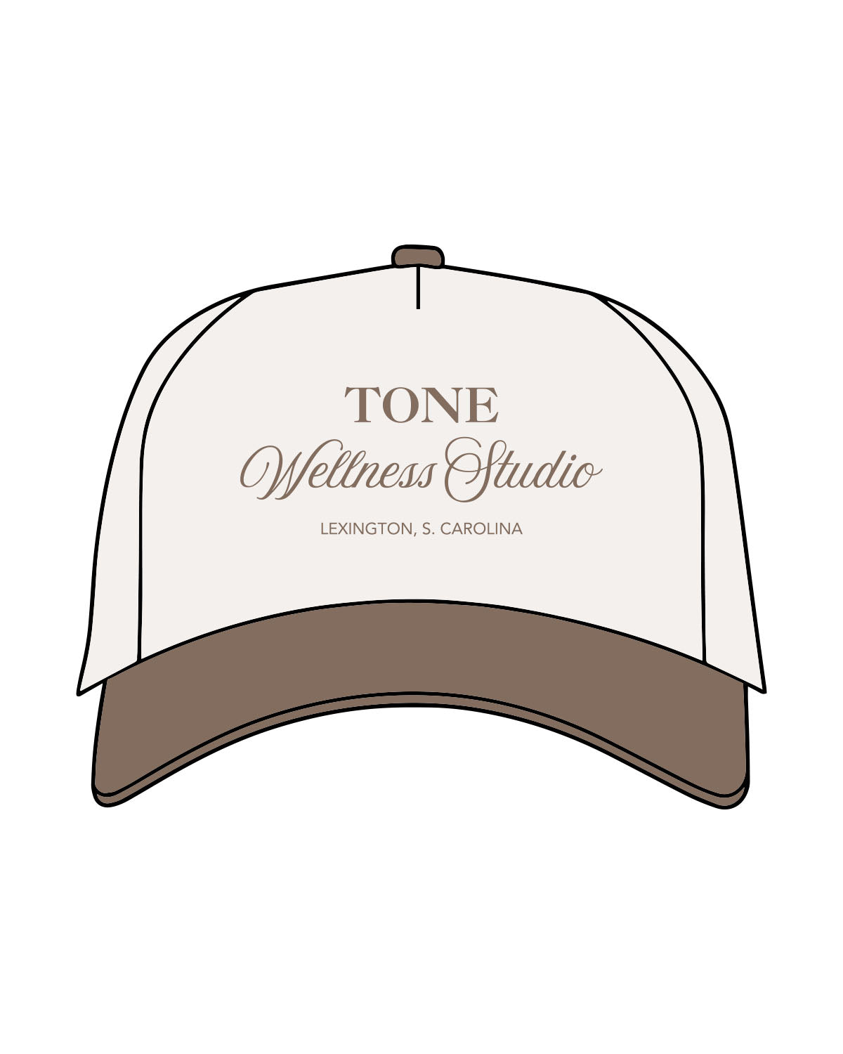 The Canvas Cap - Natural / Walnut - Tone Wellness Studio - Center Crown Stacked - Embroidered - Walnut
