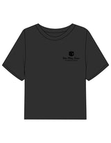 The Boxy Crop Tee - Charcoal - EAT.PLAY.LOVE - Left Chest Stacked - Printed - Black