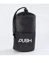 The Gym Towel - White - Designed by GI - Bottom Body - Embroidered - Clay - The Gym Towel Bag - Black - Center Body - Printed - White