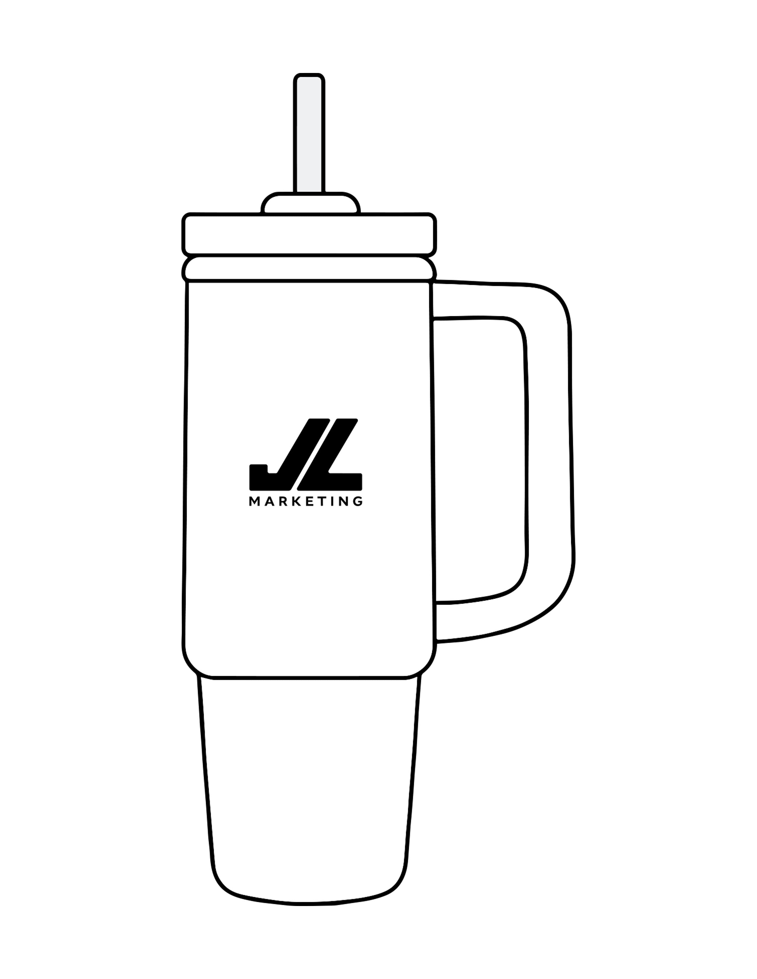 The Tumbler Cup - White - JL Marketing - Center Body Stacked - Printed - Black