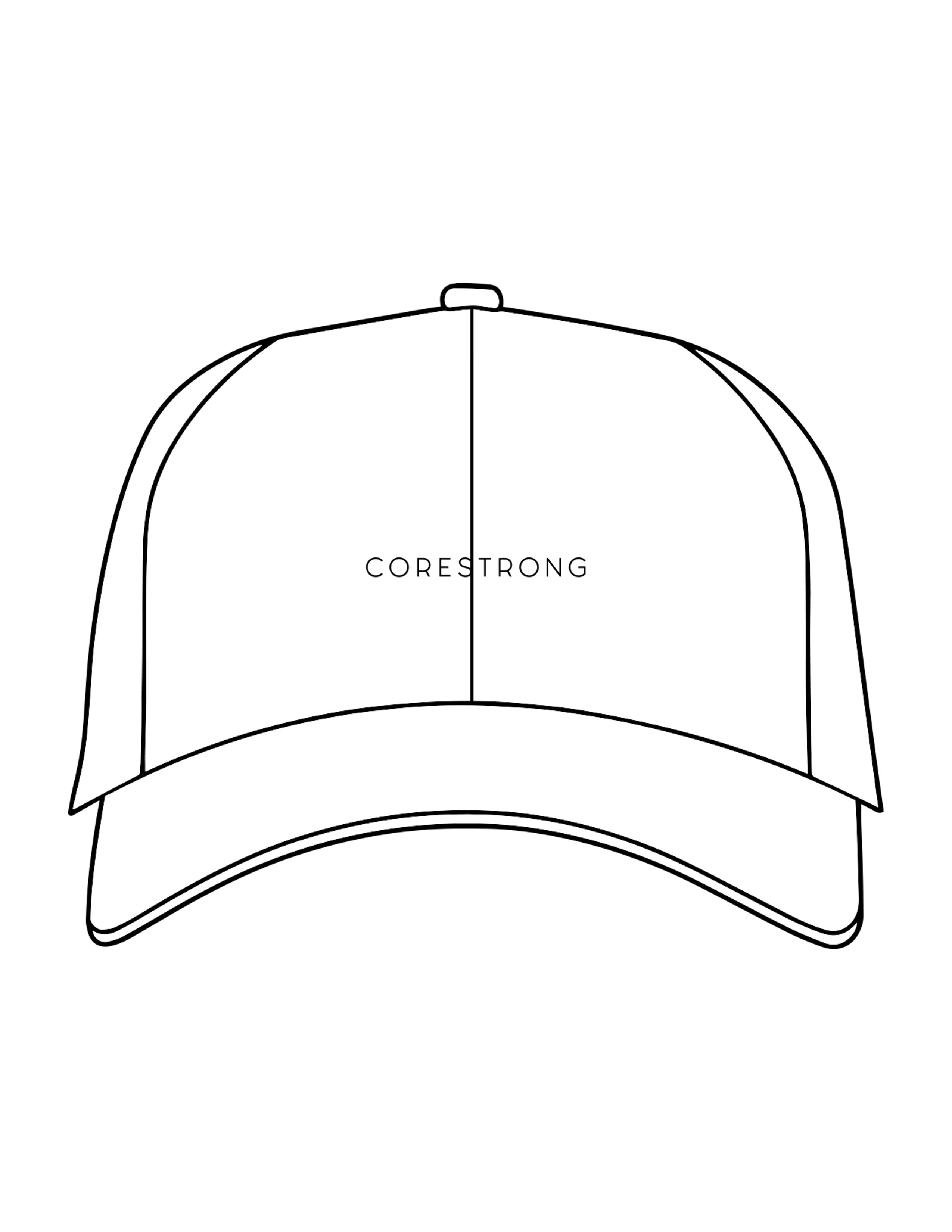 The Dad Hat - White - Core Strong - Center Crown - Embroidered - Black