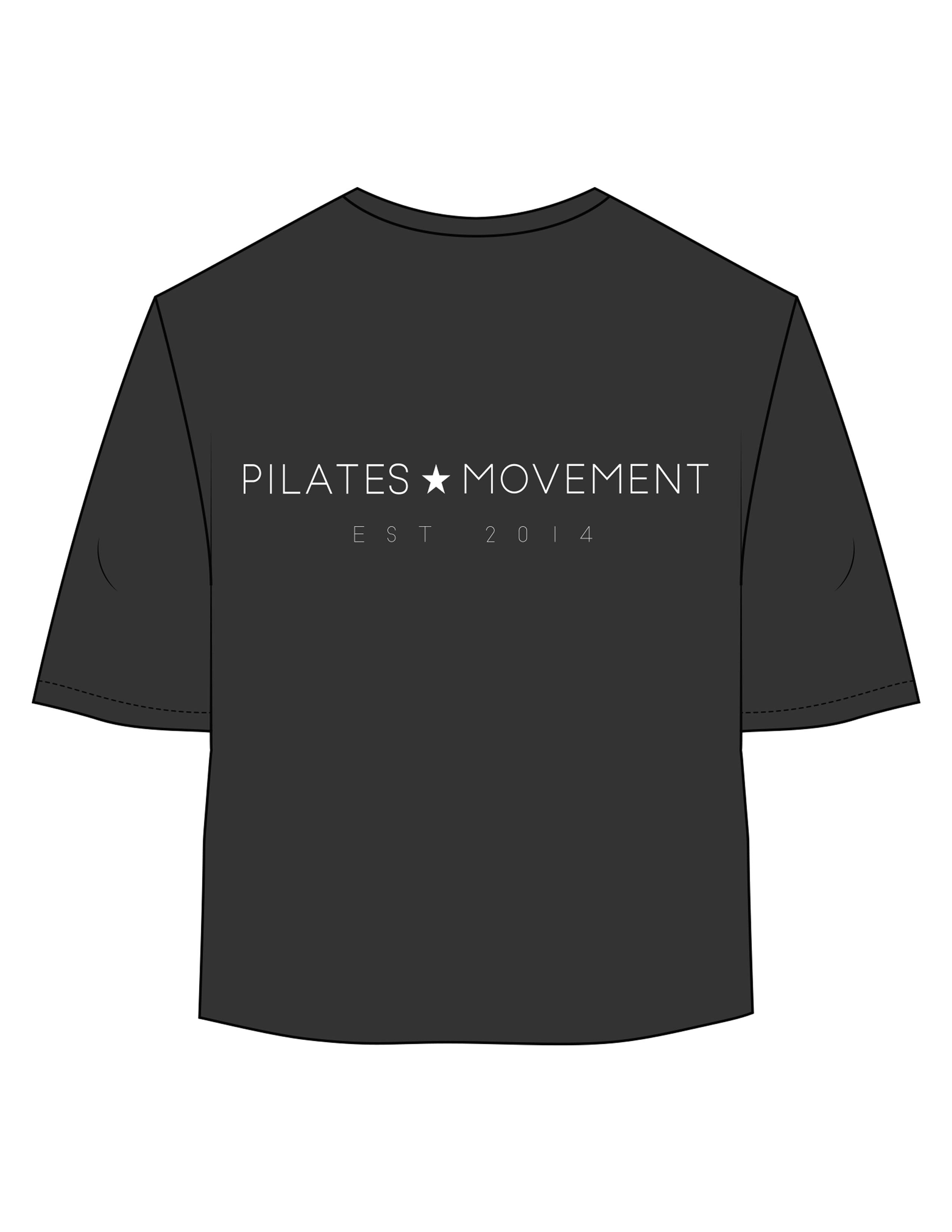 The Oversized Crop Tee - Black - Pilates Movement - Back Stacked - Printed - White