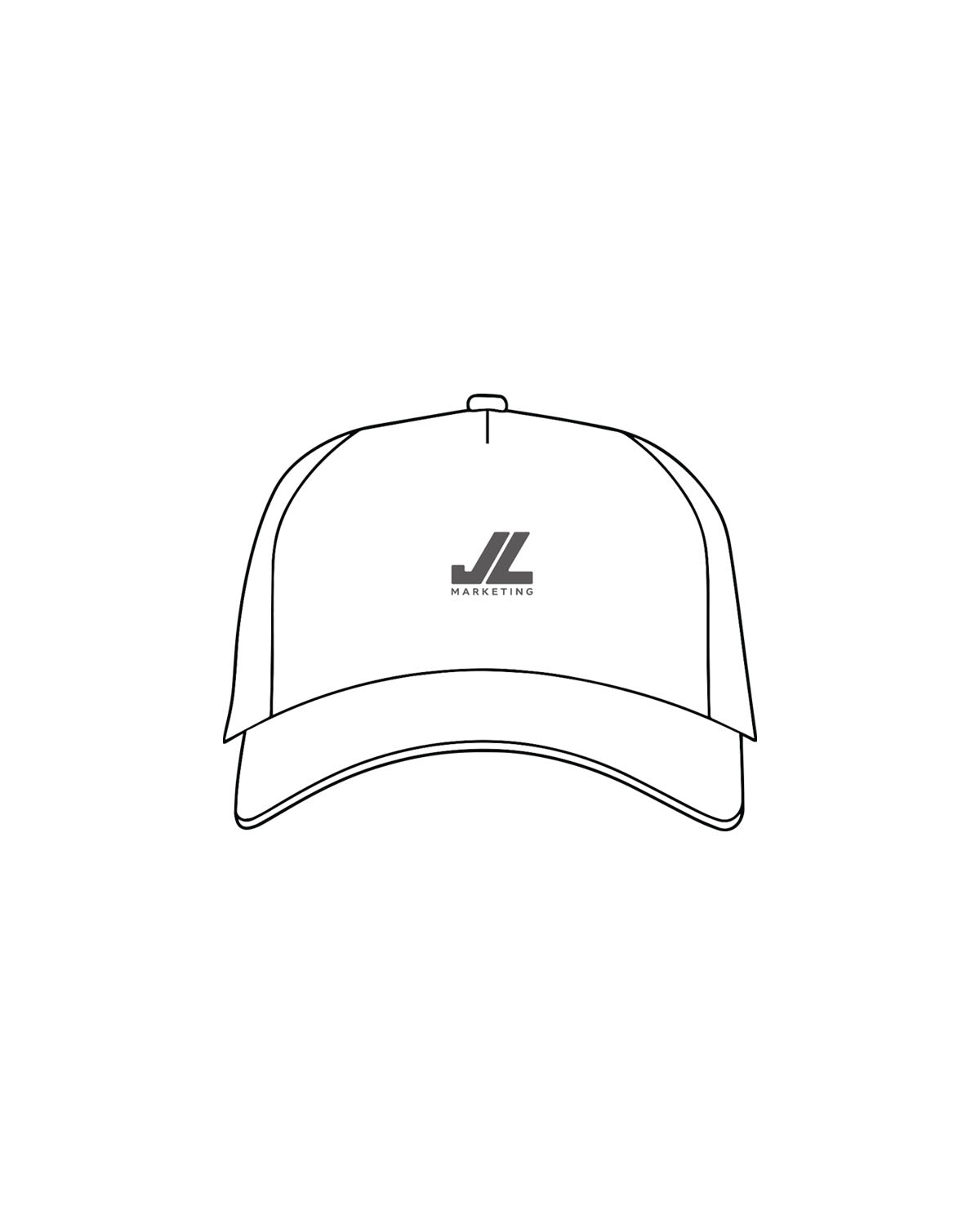 The Trucker Hat - White - JL Marketing - Center Crown - Embroidered - Charcoal