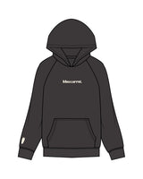 The Womens Hoodie - Washed Black - BlueCarrot - Center Chest & Left Sleeve - Printed - Off White
