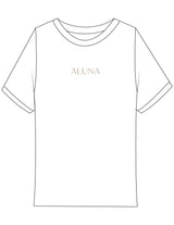 The Ribbed Baby Tee - White - Aluna Restore - Center Chest - EMB - Taupe