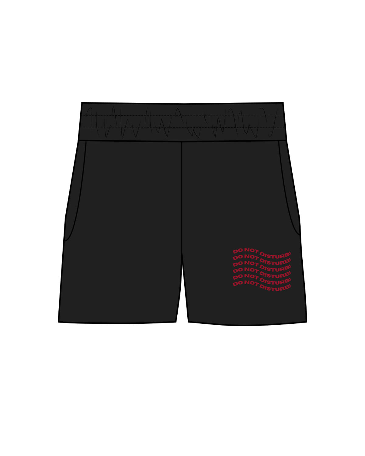 The Womens Sweat Shorts - Black - Renew - Left Chest Stacked & Back Center Stacked - Red