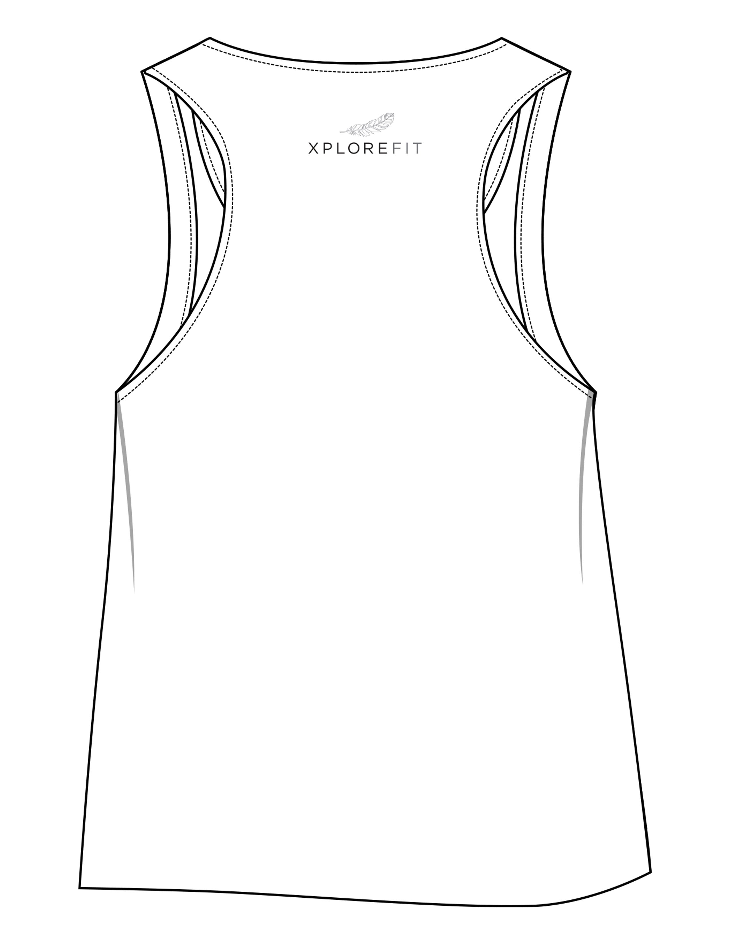 The Crop Tank - White - XPLOREFIT - Upper Back - Printed - Full Color