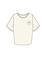 The Crop Tee - Off White - Aligned Pilates - Left Chest - Printed - Black