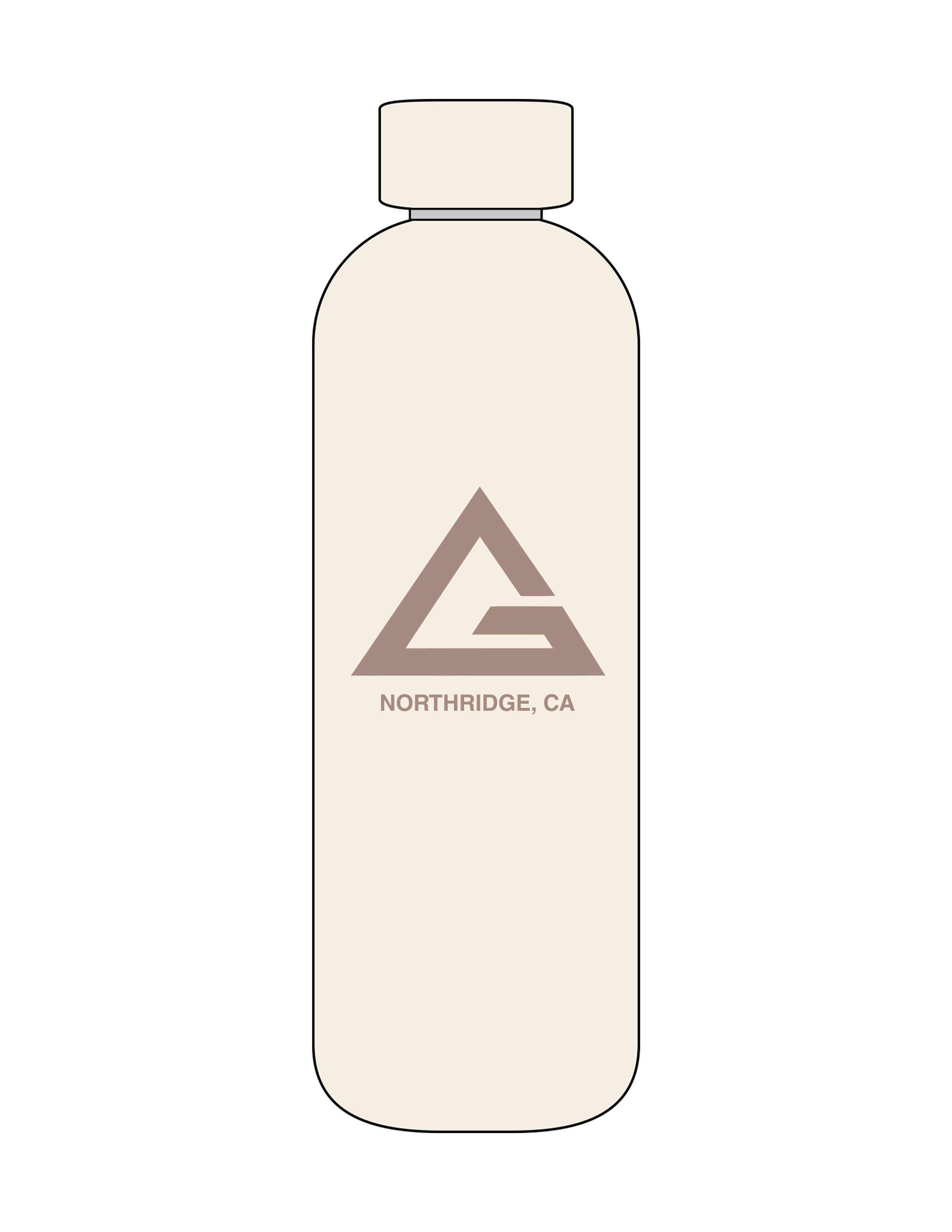 The Water Bottle - Off White - Gracie B.N - Center Body Stacked - Printed - Walnut