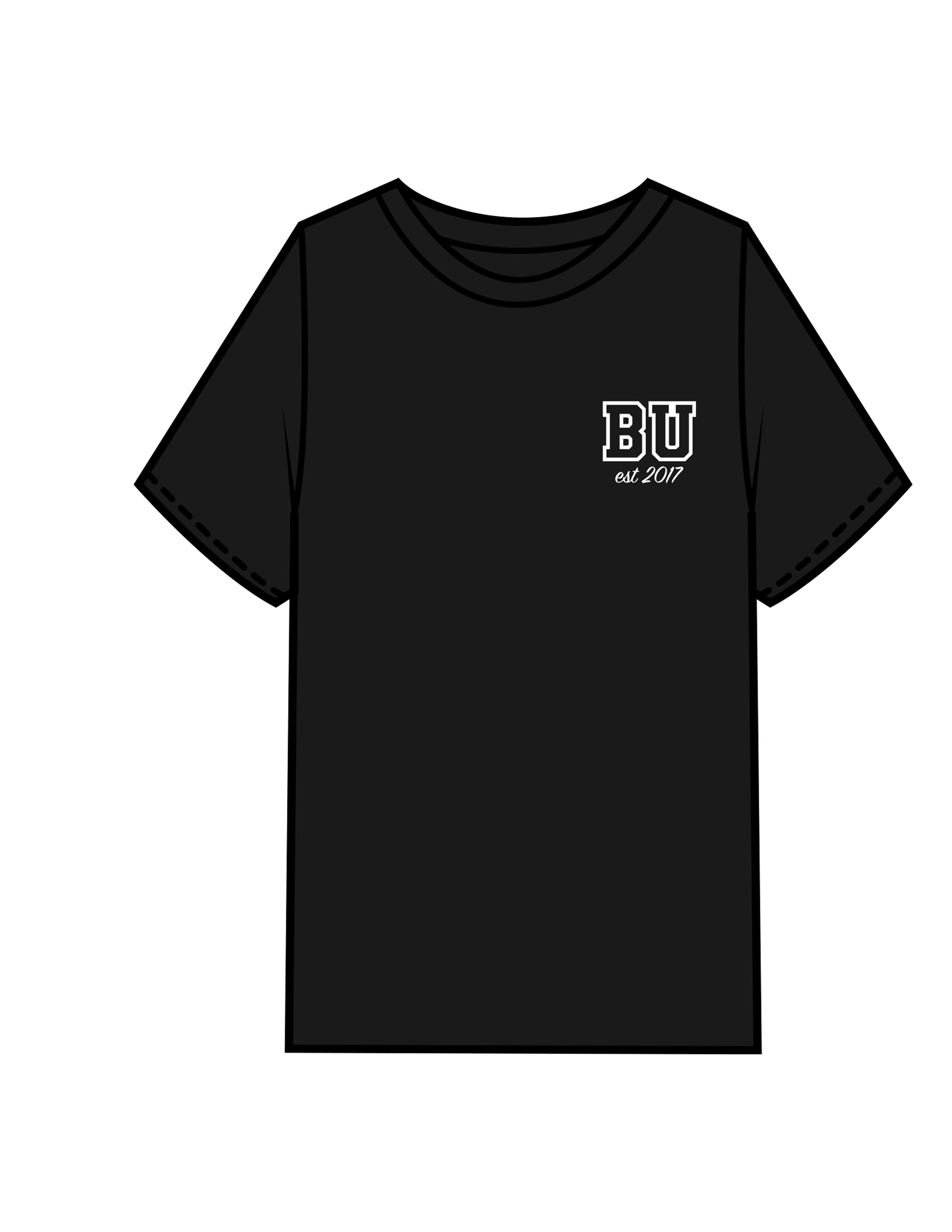 The Mens Heavyweight Tee - Black - Box Union Spring 2026 - Left Chest Stacked - Printed - White