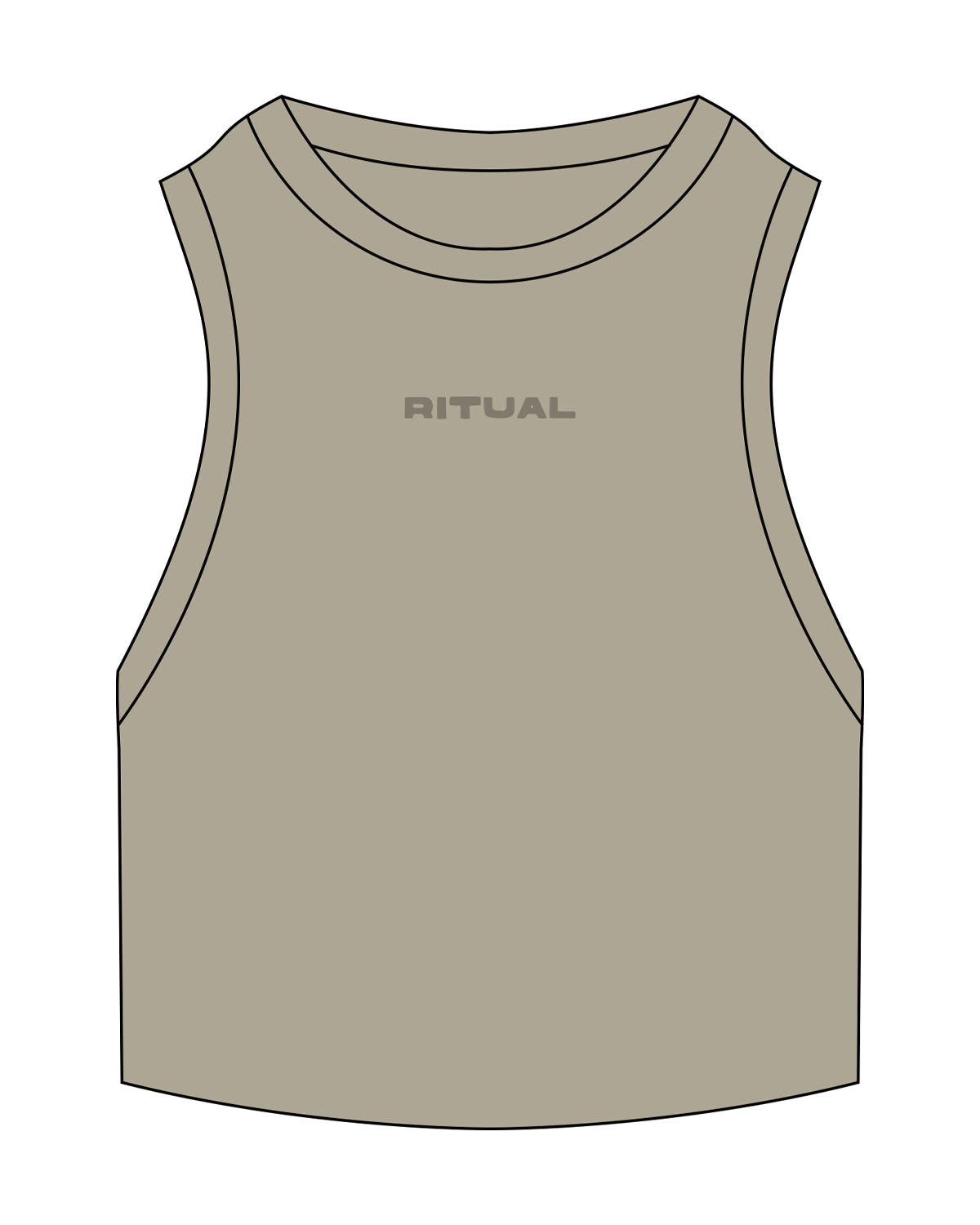 The Ribbed Crop Tank - Eucalyptus - Ritual Indoor Cycling - Center Chest - Embroidered - Tone on Tone