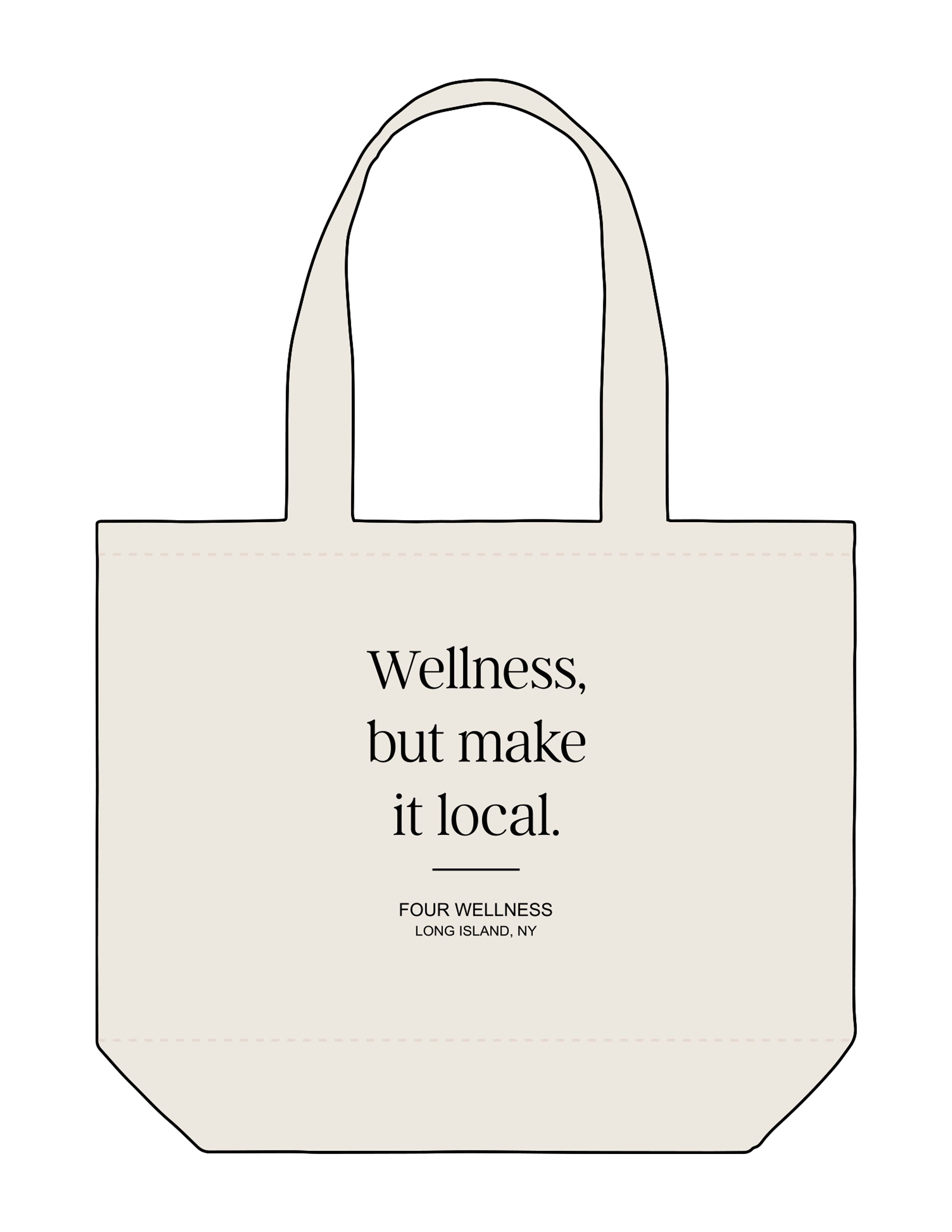 The Tote Bag - Natural - Four Wellness - Body Stacked "WELLNESS" - Printed - Full Color