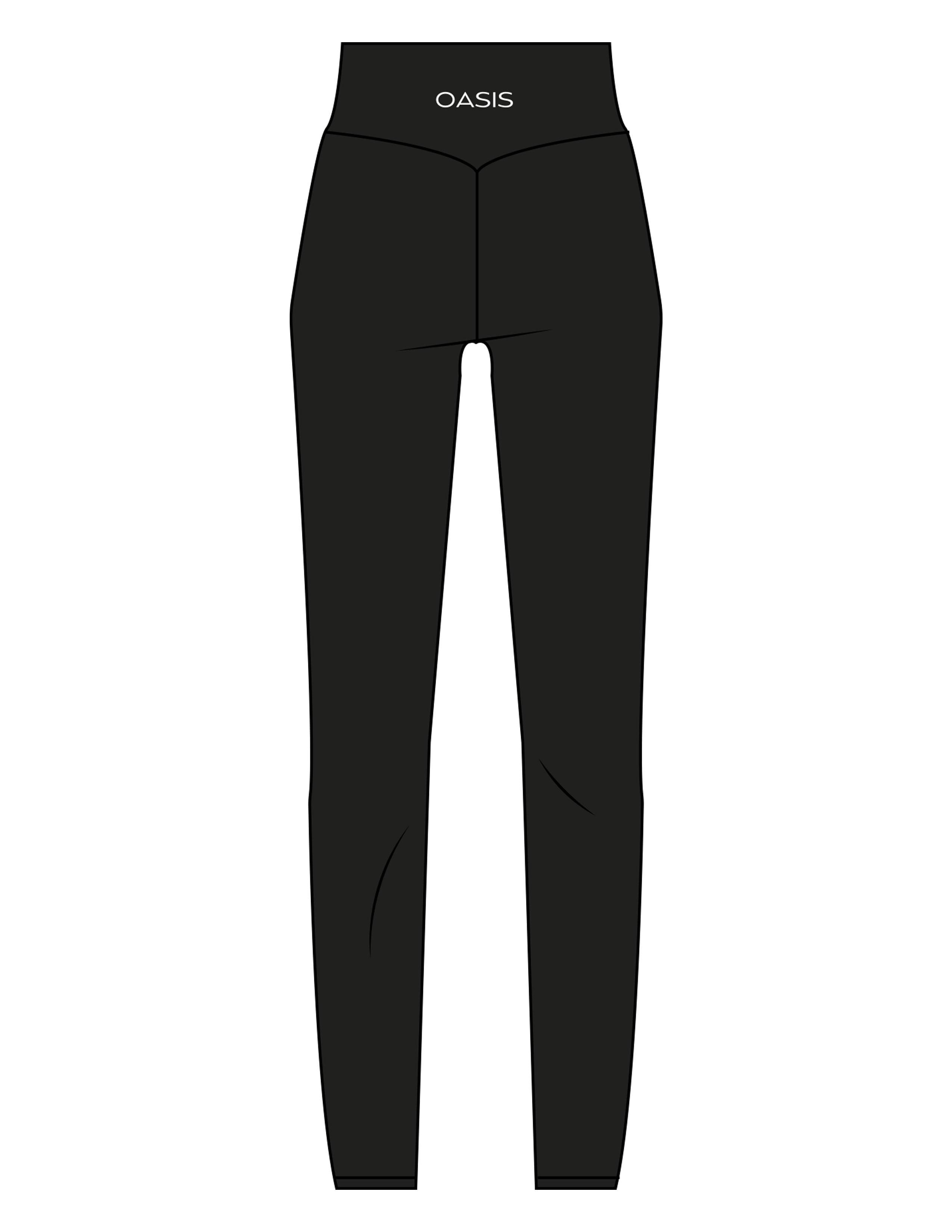 The Basic Legging - Black - OCWC - Back Waistline "OASIS" - Printed - White