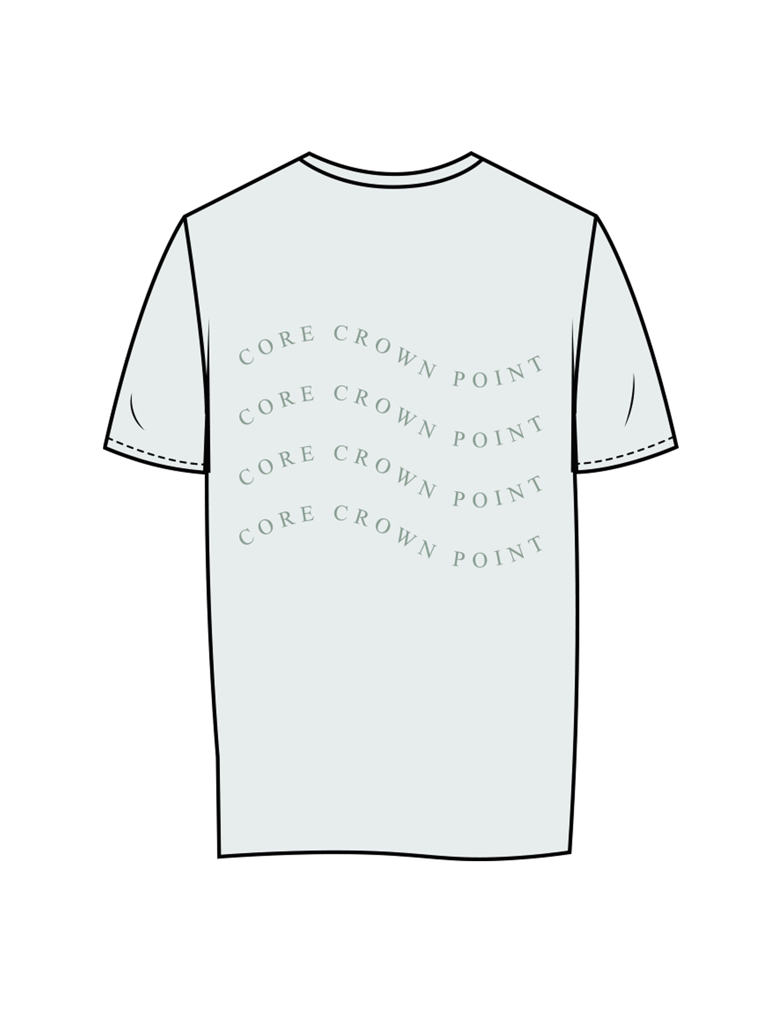 The Womens Tee - Seafoam - Core Crown Point - Left Chest & Back Wavy Stacked - Printed - Sage