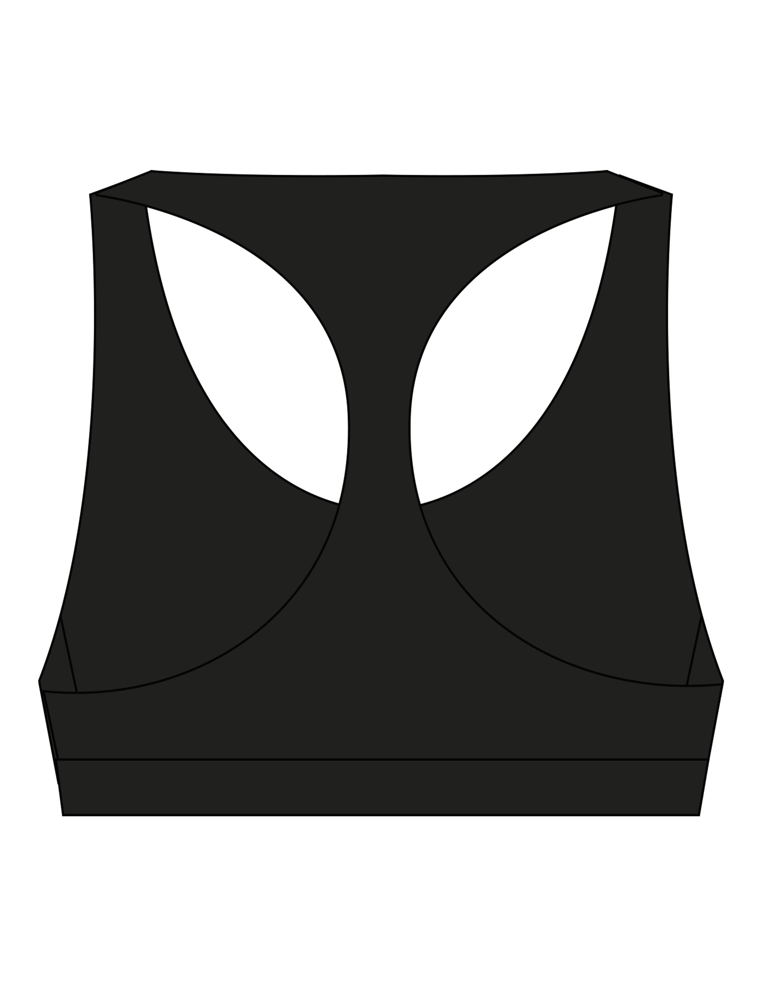The Racer Bra - Black - Activate House - Center Chest "ATHLETE" - Printed - White