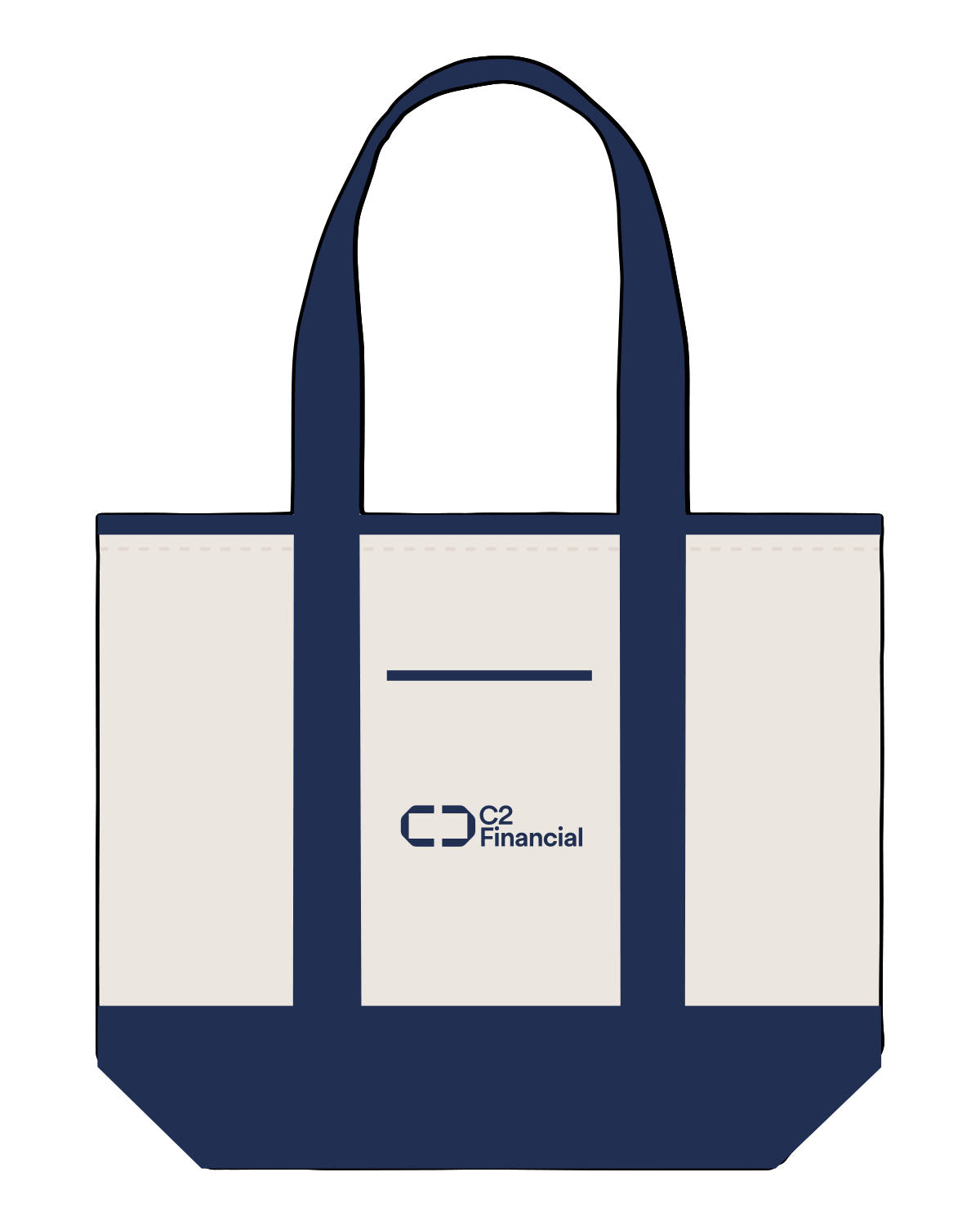 The Contrast Tote Bag - Natural / Royal - C2 Financial - Center Body Stacked - Printed - Royal