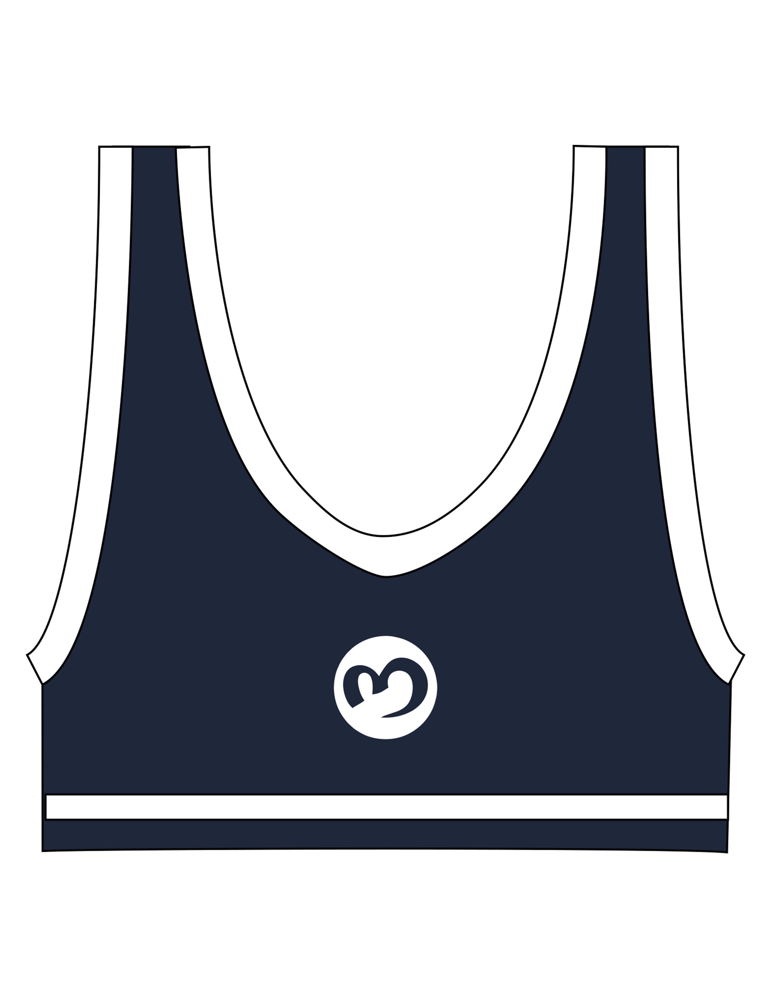 The Piped Bra - Navy - Mantra - Center Back - Printed - White