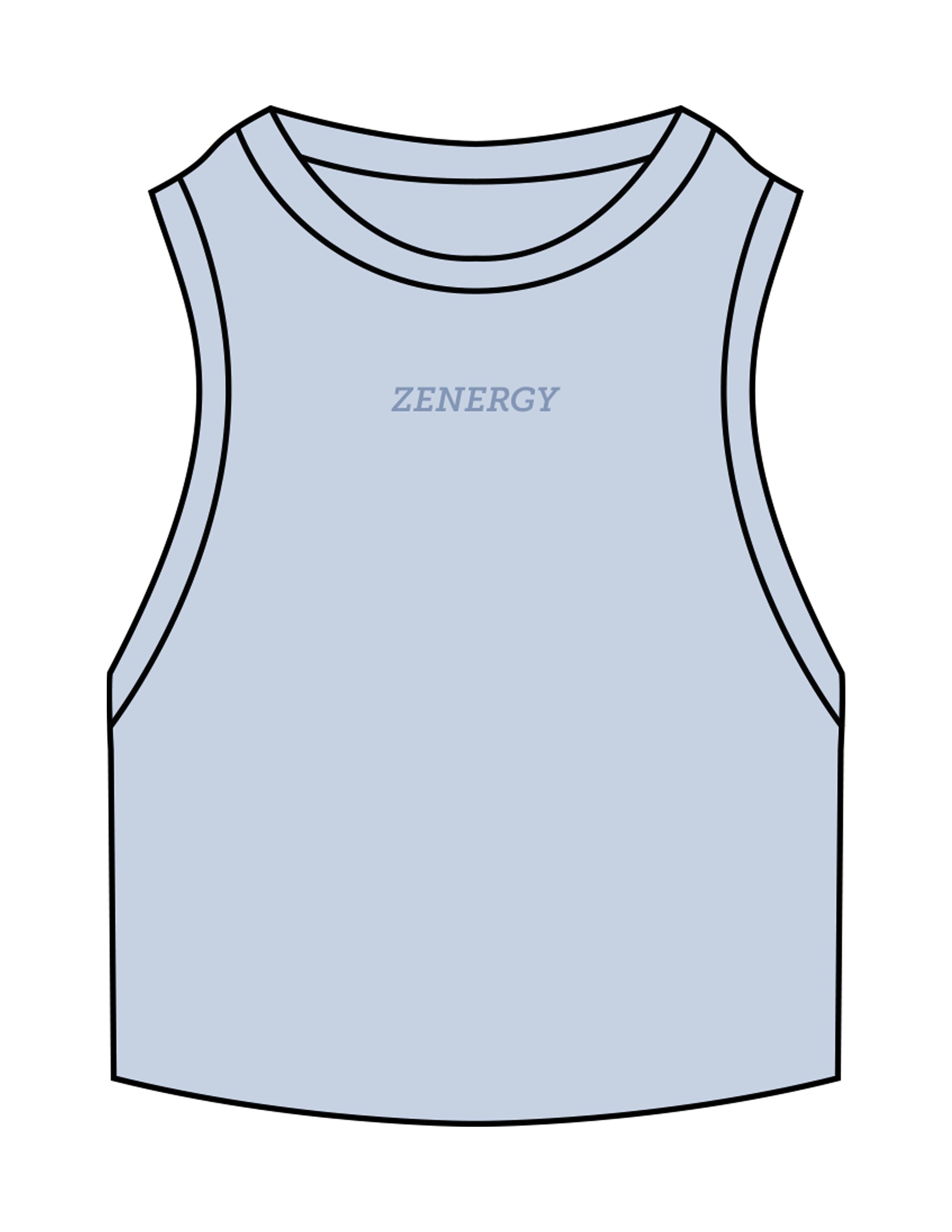 The Ribbed Crop Tank - Powder - ZENERGY CYCLING - Center Chest - EMB - Tone on Tone